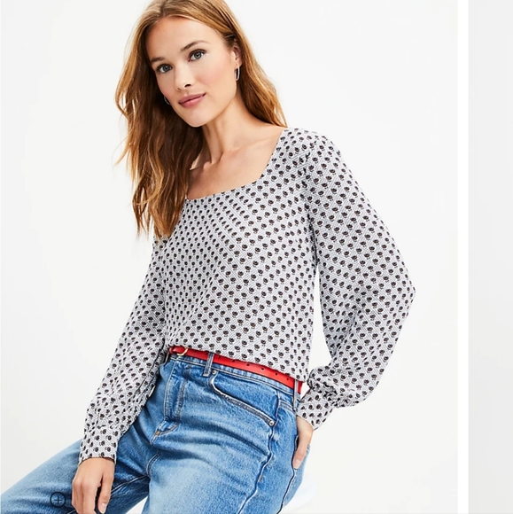 Loft NWTS XS Square Neck Blouse - Picture 2 of 7